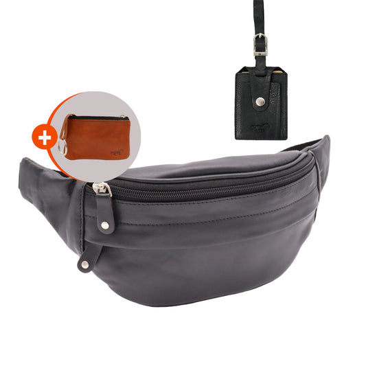 Safekeepers Belt bag - Belt bag ladies - Belt bags men - Leather belt bag - Leather - Black