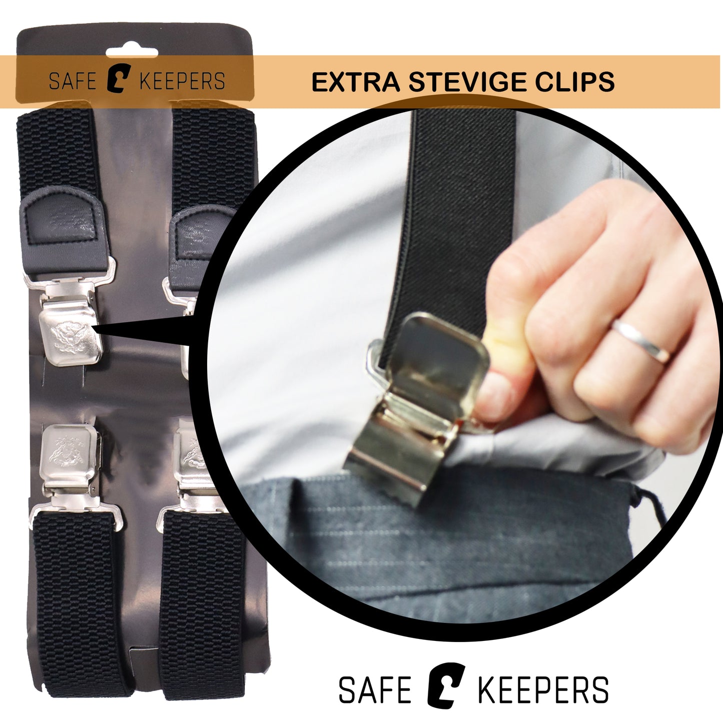 Safekeepers bretels heren - 2 stuks - Bretels - bretels heren volwassenen - 4 clips Bretels -  2 Stuks