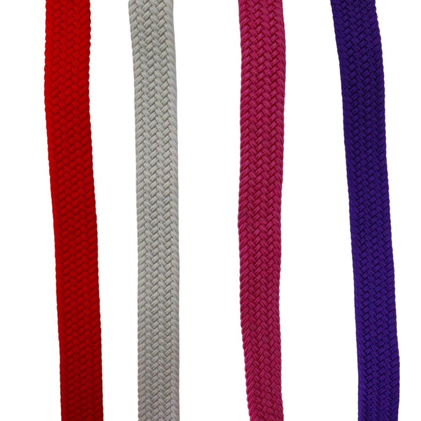 Elastische riem - 4 pak - dames riem - riem elastiek - smalle elastische riemen - gevlochten riem - Wit, paars, roze en rood.