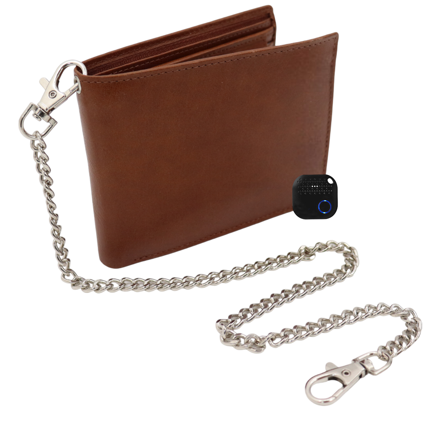 Umfangreiches Portemonnaie Herren mit Tracker – Portemonnaie mit Kette – Bluetooth-Tracker und Kette