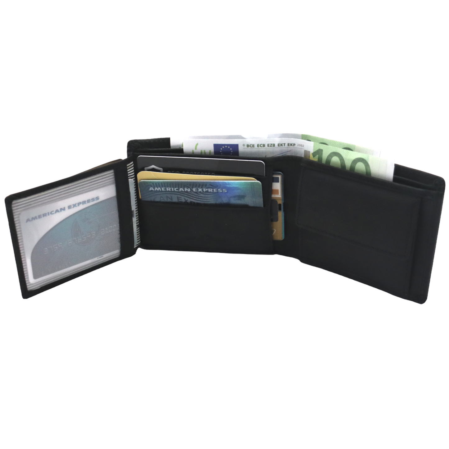 Kompakte Geldbörse Herren mit Tracker – Geldbörse mit Kette – Bluetooth-Tracker und Kette – Black Hunter