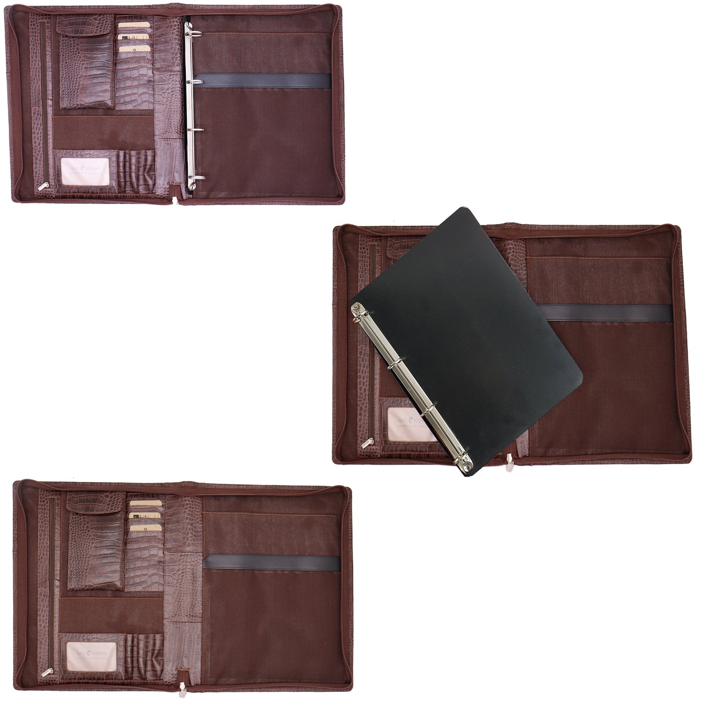 Safekeepers Leather Writing Case - Conference folder - Writing case a4 with zipper - Kroko