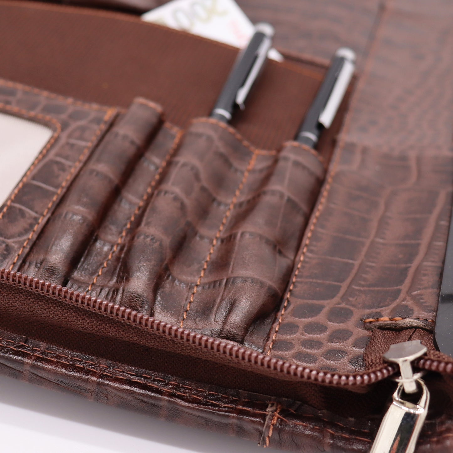 Safekeepers Leather Writing Case - Conference folder - Writing case a4 with zipper - Kroko