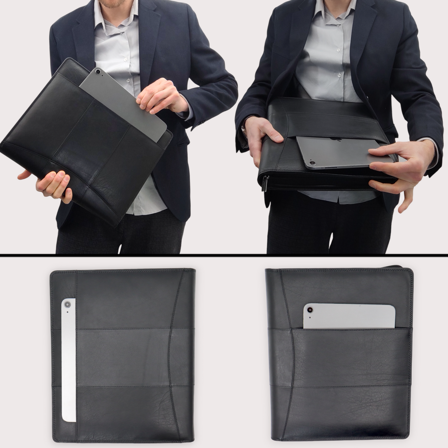 Business 3 set: Leather Writing Case A4 with Pasjsesholder &amp; Anti-lost Keyfinder - 3 pcs