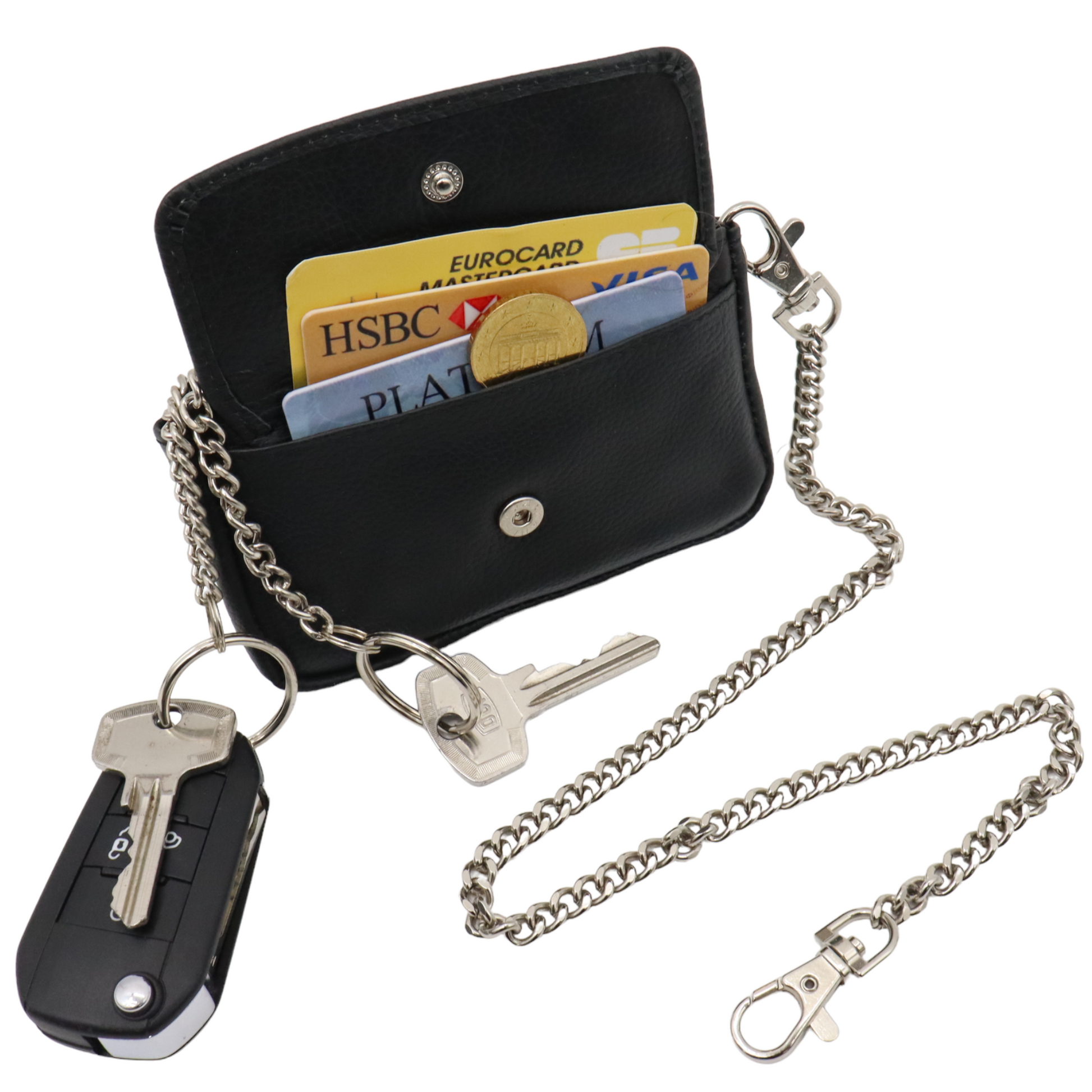 Leder Schlüsseletui Schlüsseltasche Schlüsselmäppchen Schlüsselring-Kette