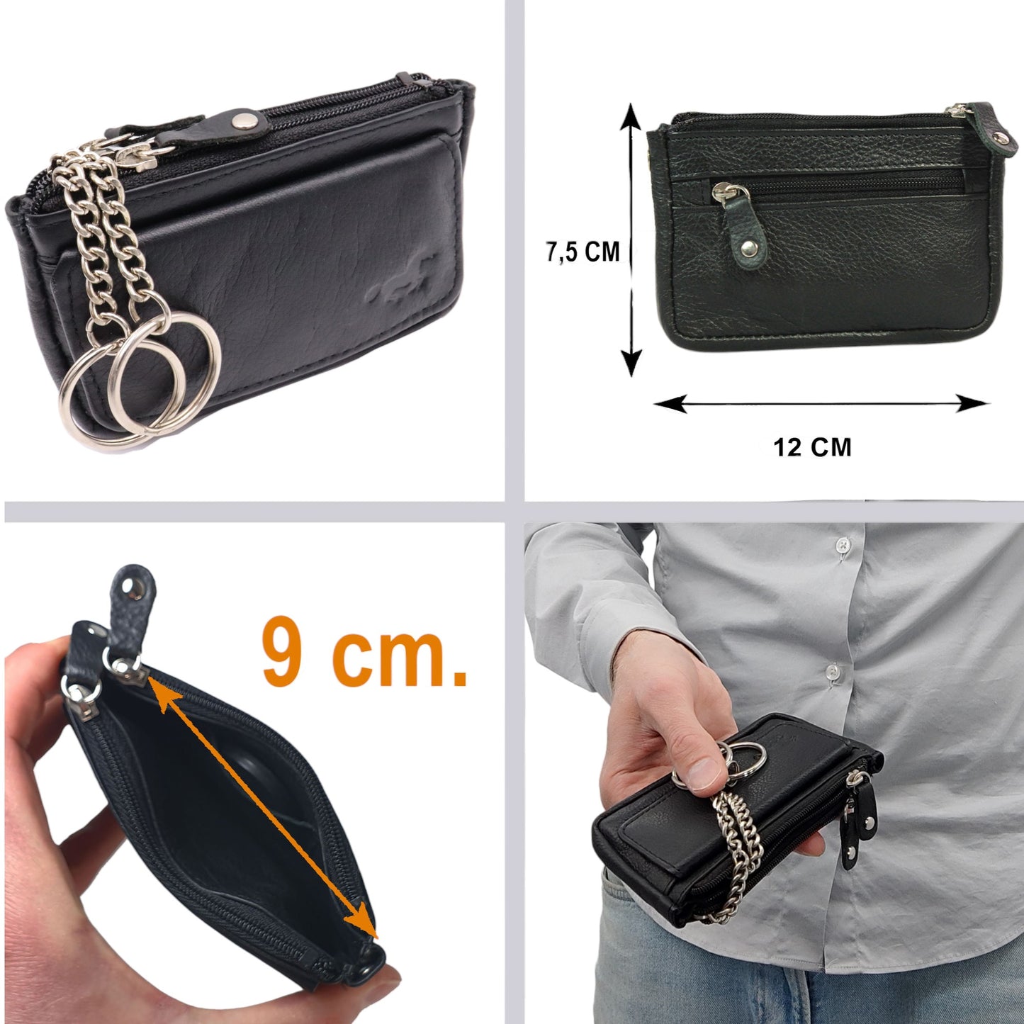 Zweier-Pack Schlüsseletuis und Finder-Tracker – grün/schwarz – Vorteilspaket – Schlüsseletuis für Damen und Herren