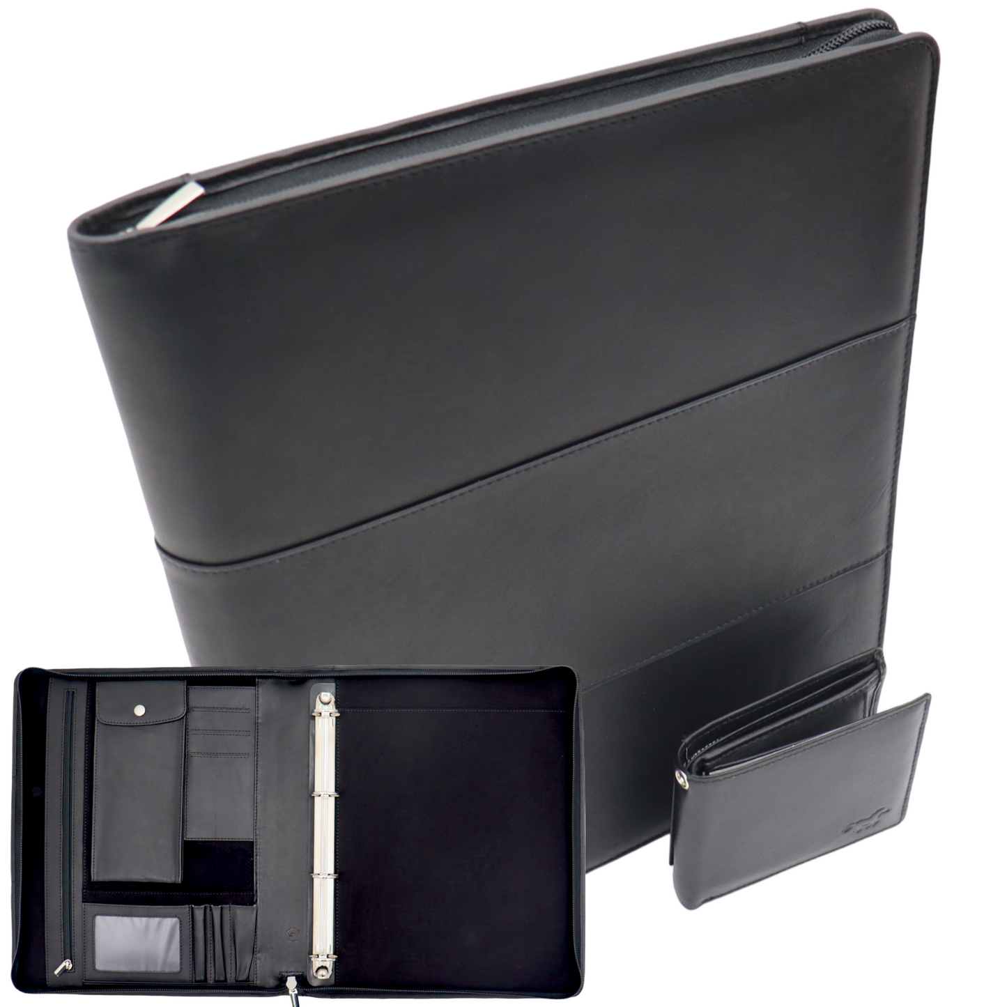 Business 3 set: Leather Writing Case A4 with Pasjsesholder &amp; Anti-lost Keyfinder - 3 pcs